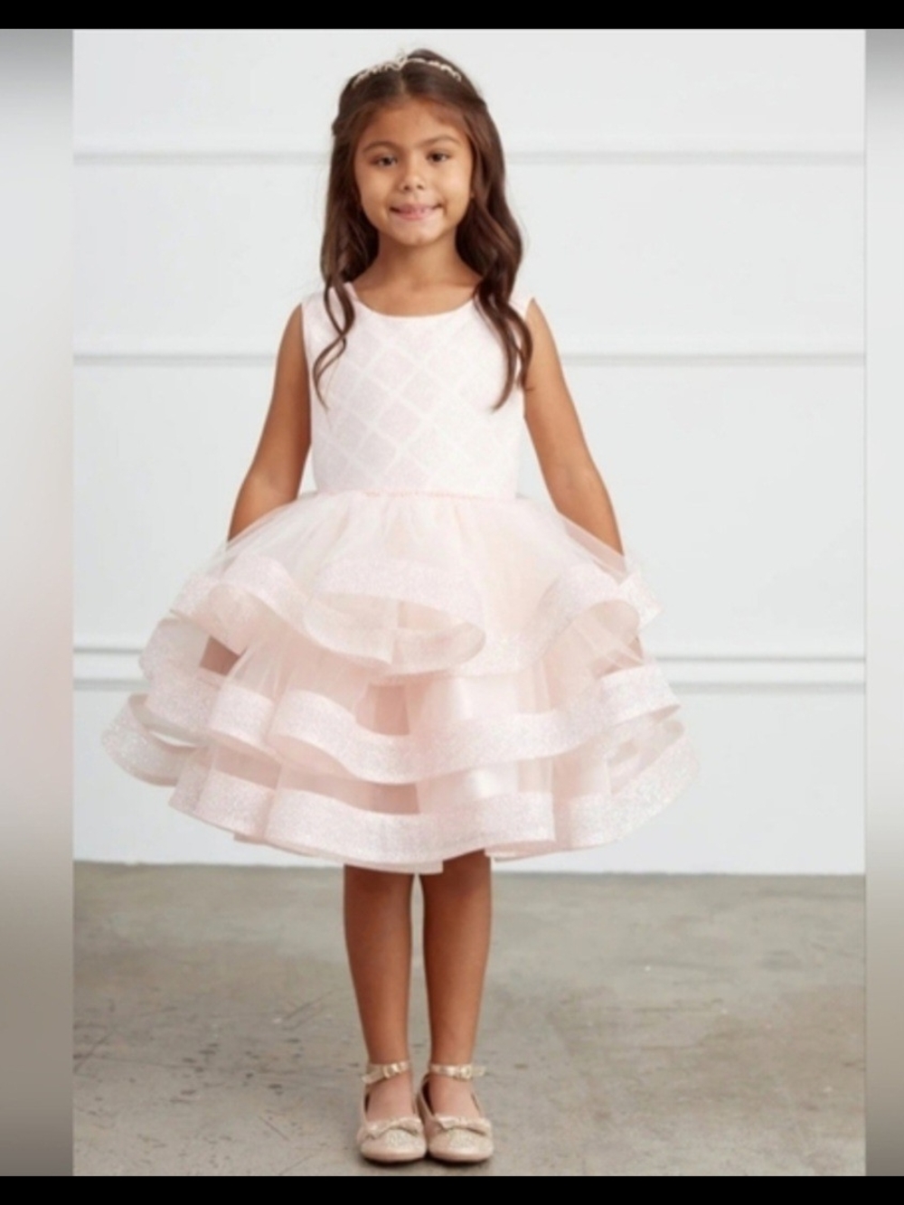 Tip Top Kids Pale Pink Layered Tulle Party Dress